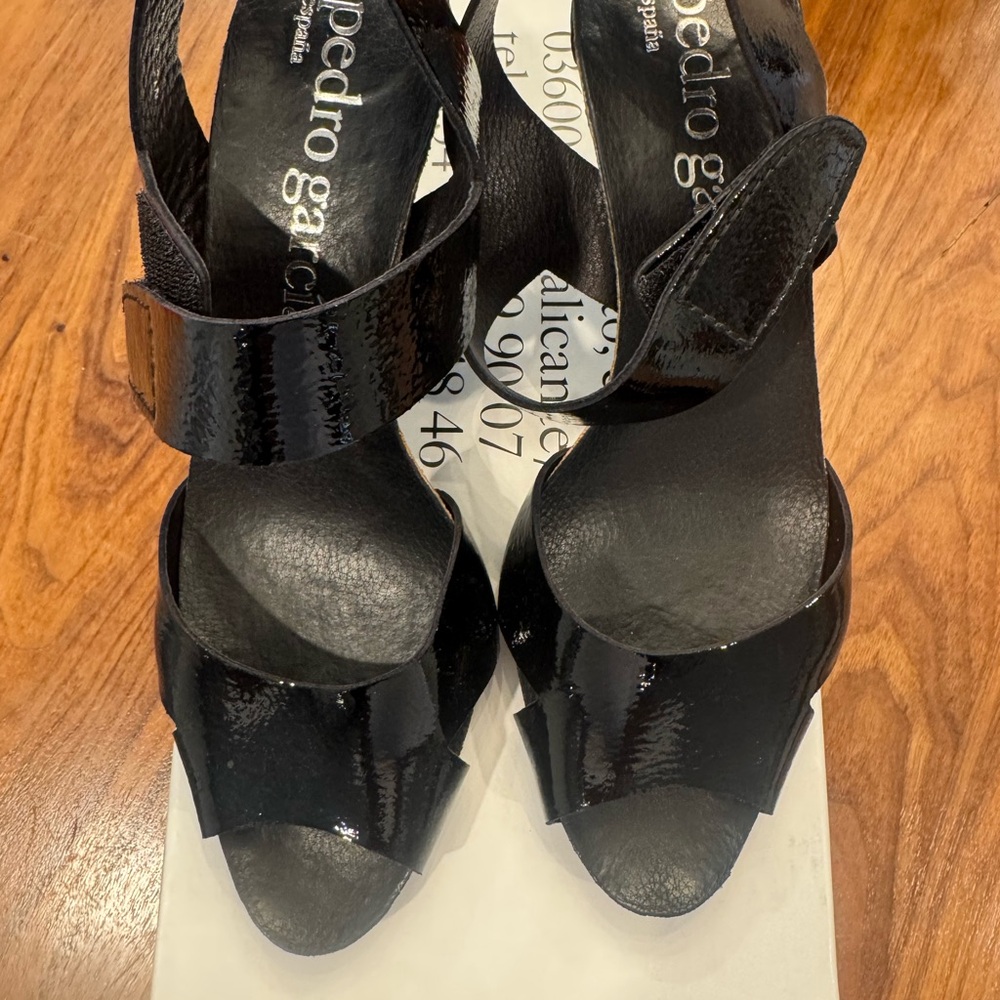 Pedro Garcia Glossy Black Sandals